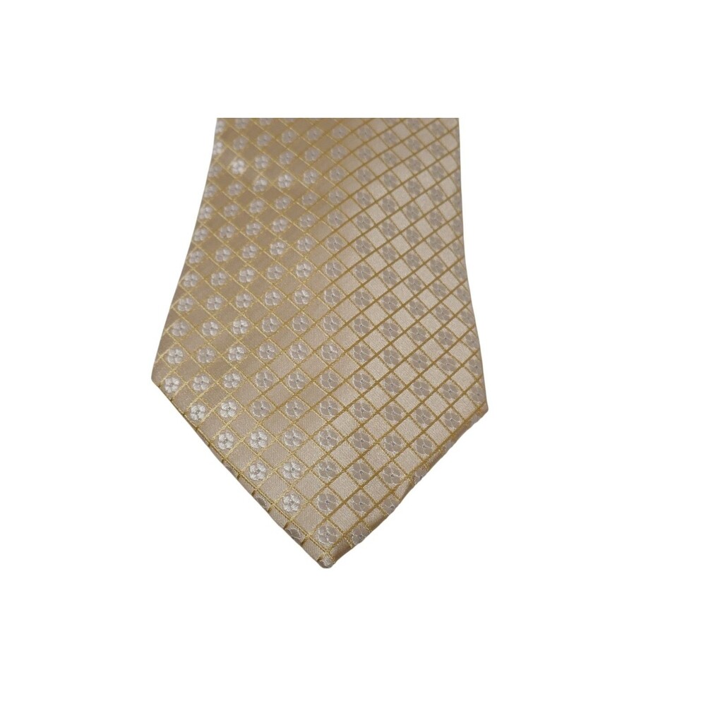 Sean John Extra Long Yellow Gold Geometric 100% Silk Men’s Neck Tie